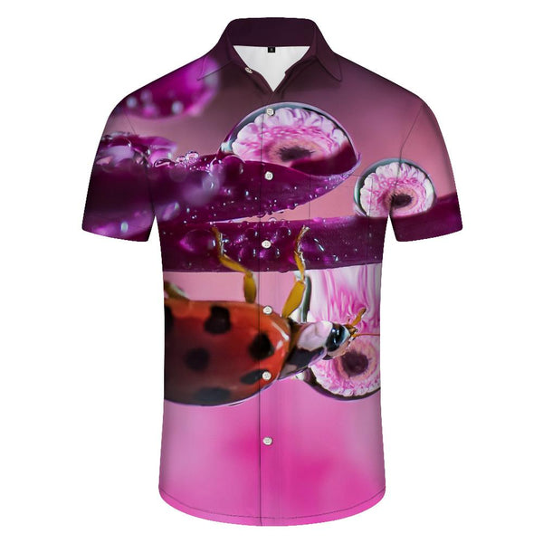 
Animal Ladybug Flower Men's Casual Short Sleeve Shirt Regular Fit Fashion Camping Beach Shirt Tops
                