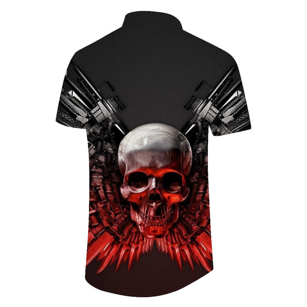 
Trendy casual 3D printed skull men's fashion tropical Hawaiian button-down lapel pockets fashion trend short sleeve tops retro
                