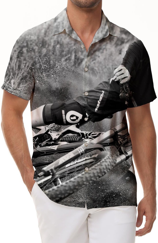 Sports Cycling Fashion Men's Cycling Summer Shirt Hawaiian Button Casual Style Short Sleeve Top Breathable Summer