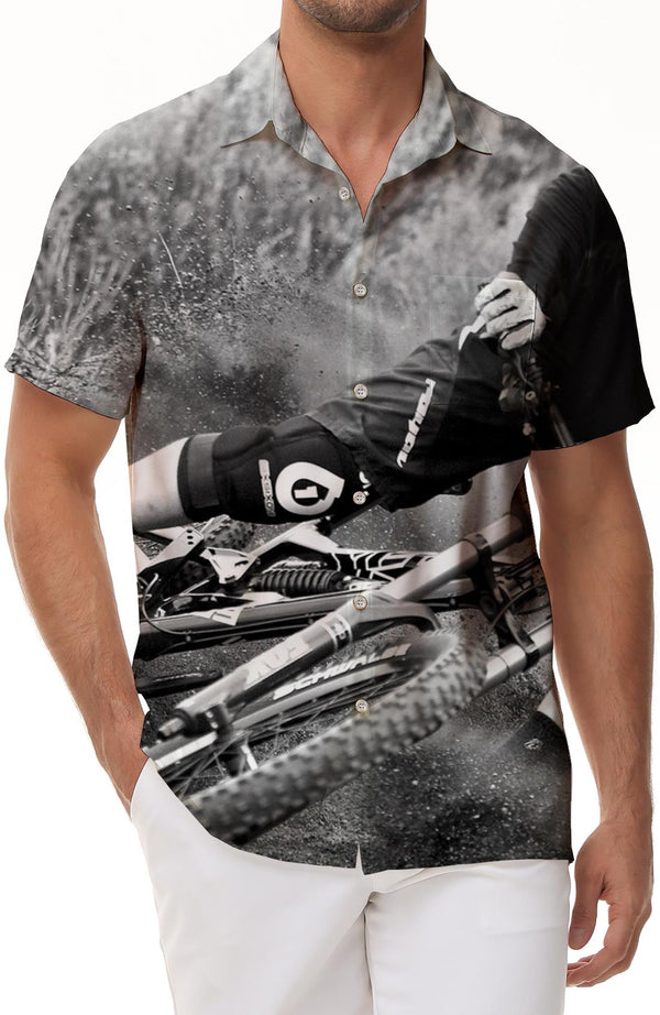 Sports Cycling Fashion Men's Cycling Summer Shirt Hawaiian Button Casual Style Short Sleeve Top Breathable Summer