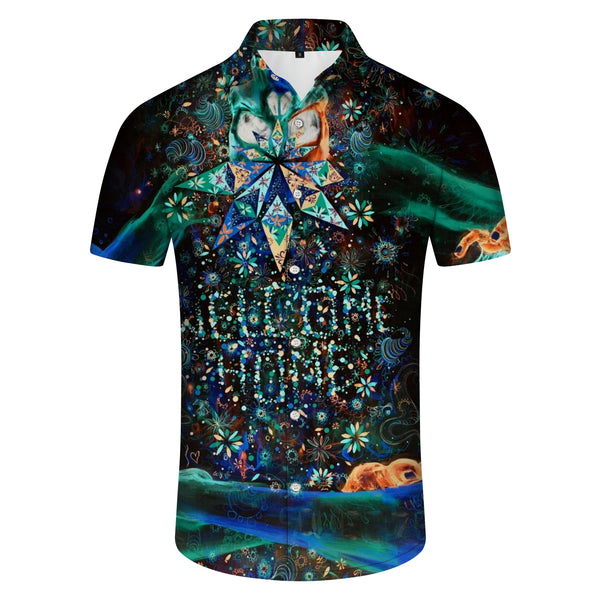 
Personalized colorful geometric men's watercolor mandala print shirt with slightly stretch short sleeve beachwear
                