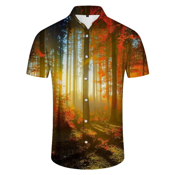 
Autumn Red Maple Leaf Men's Casual Polyester Shirt Men's Short Sleeve Shirt Button Shirt Loose Tops Vacation
                
