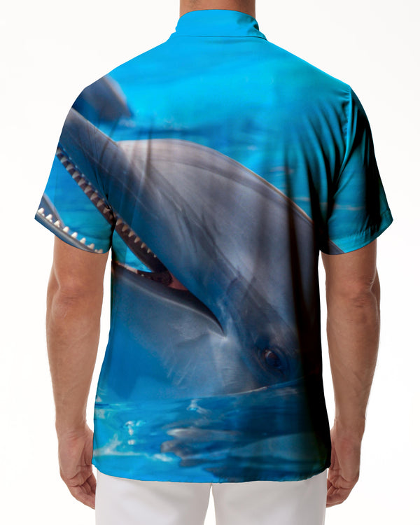 
Dolphin Fun Men's Seaside Shirt Short Sleeve Button Hawaiian Shirt Summer Casual Beach Shirt
                