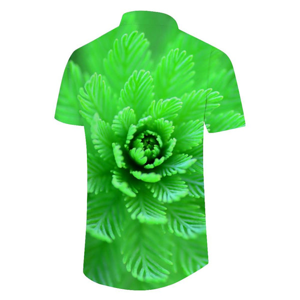 
Green personalized men's casual shirt for daily street travel print tropical fun Hawaiian button lapel short sleeve shirt pocket
                