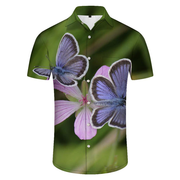 
Butterfly flower summer tropical flowers casual daily men's rap novelty Hawaiian button short sleeve lapel shirt tops
                