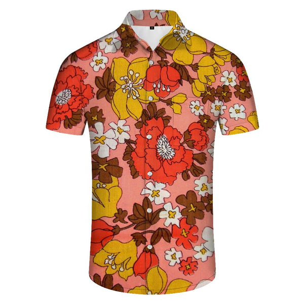 
Vintage Men's Floral Digital Print Pattern Shirt Casual Loose Tropical Hawaiian Button Lapel Fashion Regular Fit Top
                