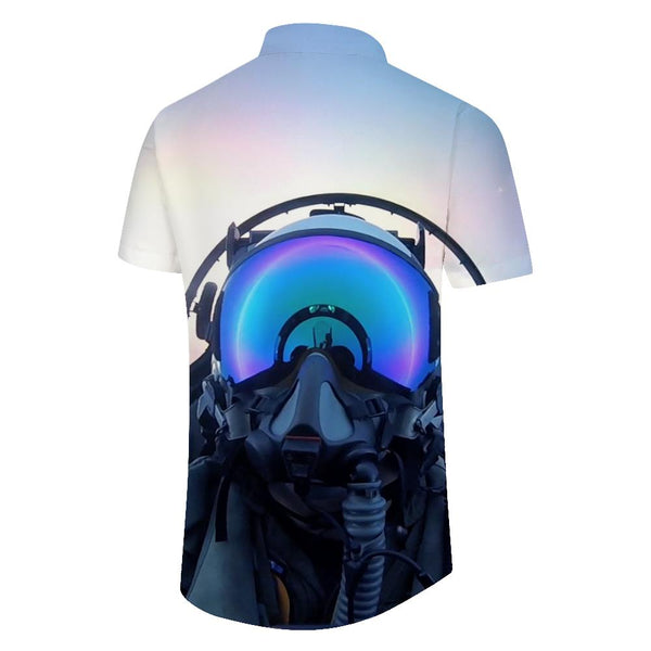 
Fighter pilot helmet 3d print pattern style men's regular style Hawaiian four seasons shirt short sleeve
                