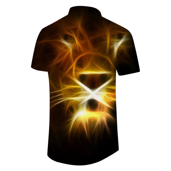 
Geometric abstract animal pattern men's fashion summer lapel short-sleeved casual shirt breathable stretch and comfortable
                