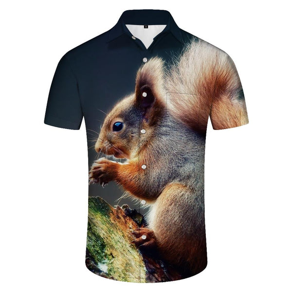 
Forest Squirrel Men's Casual Short Sleeve Shirt Button Dress Shirt Summer Hawaii Cute Animal Short Sleeve
                