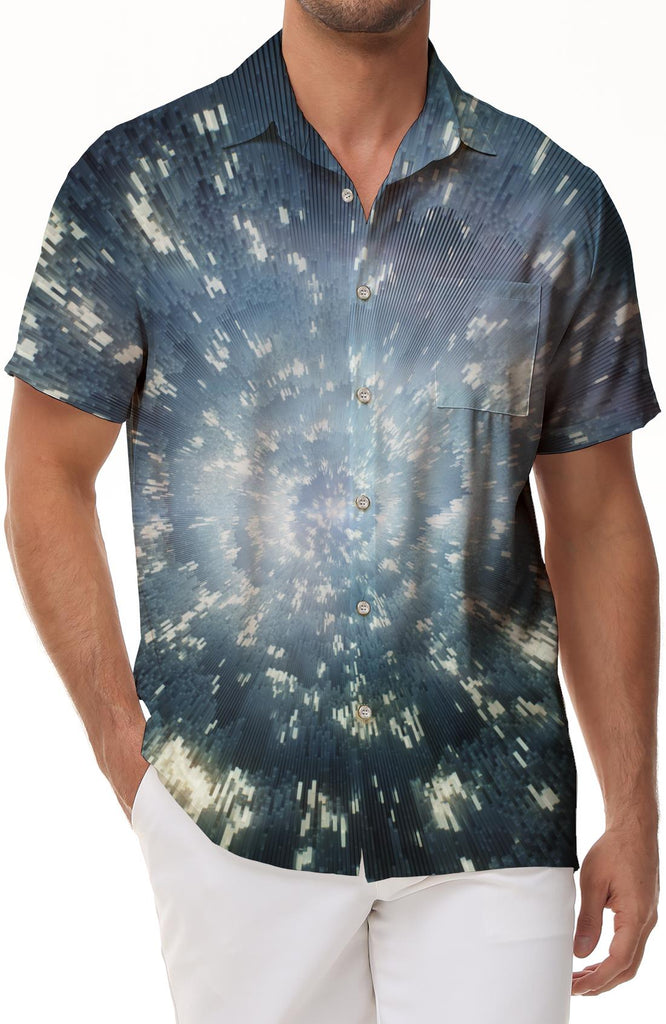 Fireworks print 3d digital print men's short-sleeved shirt casual style daily street shirt Hawaiian button four seasons trendy shirt
