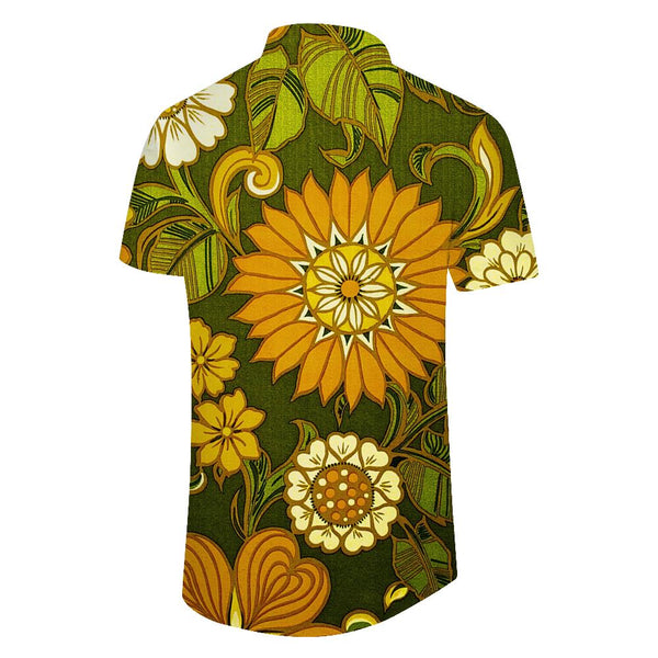 
Fashion simple retro fun men's casual Hawaiian button lapel regular style comfortable breathable short sleeve shirt
                