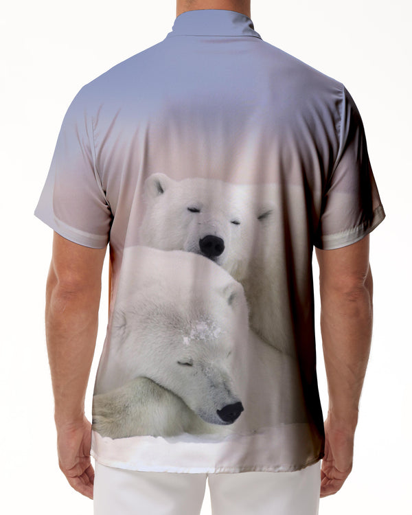 
Two Polar Bears Men's Casual Short Sleeve Shirt Button Lapel Shirt Summer Hawaiian Shirt Digital Printing
                