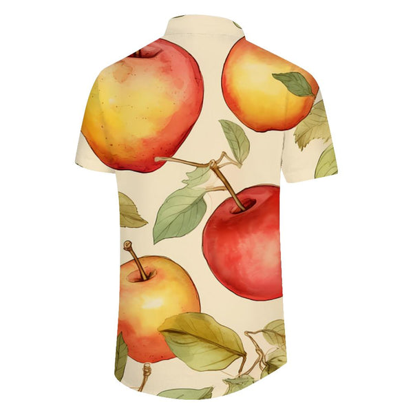 
Mens Hawaiian Shirt Beach Hawaiian Shirt White Short Sleeve Apple Print Shirt Fashionable Mens Button Down Shirt Suitable for Beach Games and Daily Use
                