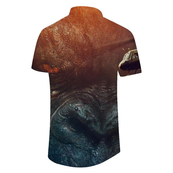 
Fierce Animal Giant Orangutan Printed Pattern Men's Casual Loose Hawaiian Button Lapel Short Sleeve Shirt
                