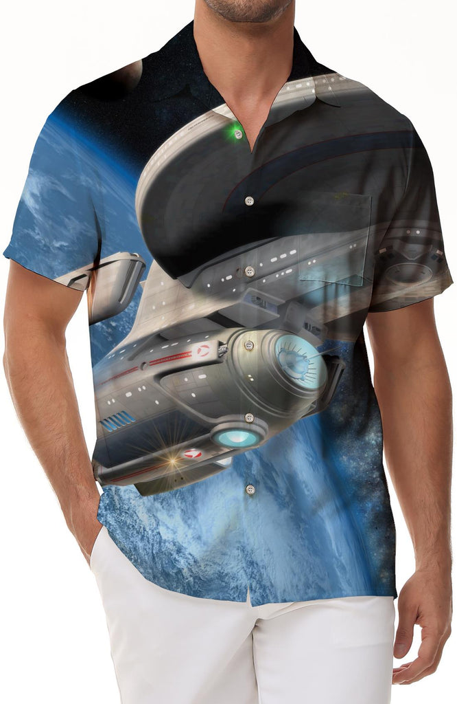 Printed Hawaiian Shirt Outer Space Men's Short Sleeve Button-Up Beach Shirt Men's Shirts Men's Lightweight