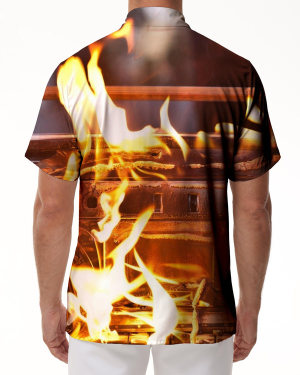 
Charcoal Grill Flame 3D Printed Men's Short Sleeve Button Shirt Hawaiian Beach Short Sleeve Shirt Seaside Party
                