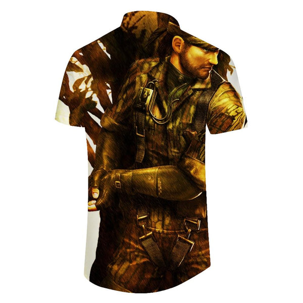 
Anime print pattern casual comfortable print button down lapel short sleeve shirt with pockets loose Hawaiian shirt short sleeve
                