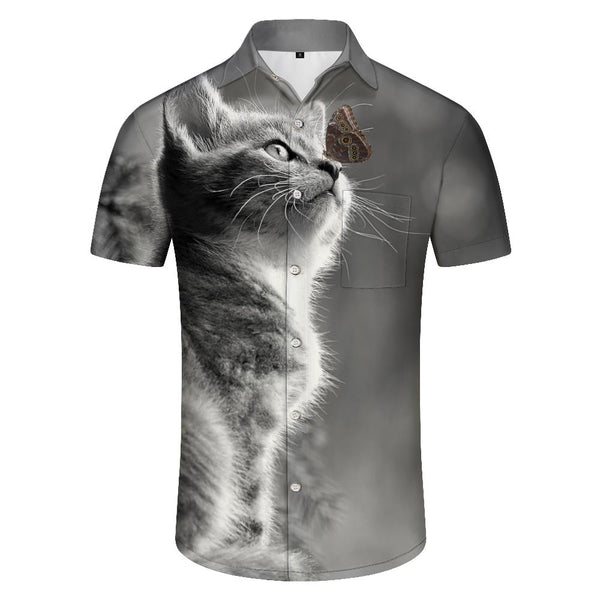 
Cat fun Hawaii tropical vacation casual loose men's overseas simple style suitable for beach parties
                
