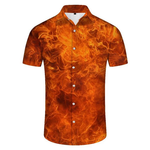 
Men's Burning Flame Button Shirt Tropical Vacation Beach Shirt Top Casual Short Sleeve with Pockets
                