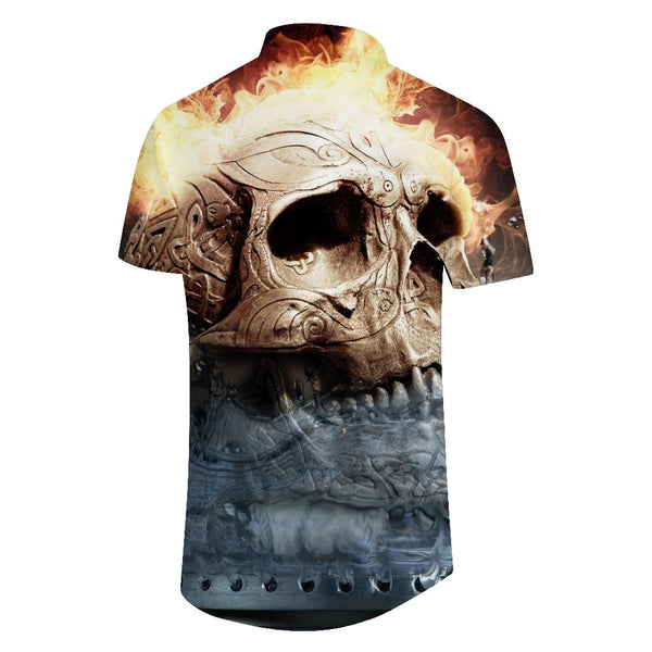 
Skull men's casual loose vacation 3d print casual button shirt Hawaiian cool style tops
                