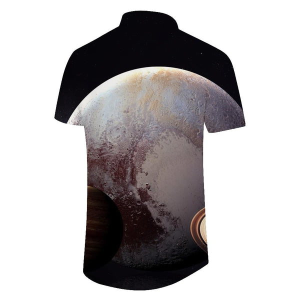 
Space planet print Hawaiian shirt. Stylish tropical summer wear. Men's retro beachwear for the seaside
                
