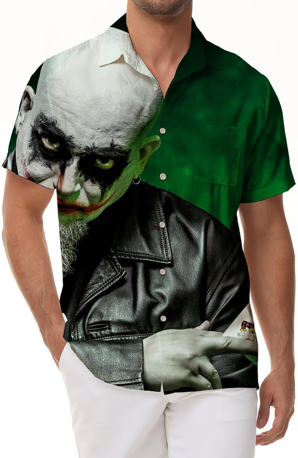 DJ atmosphere clown horror pattern men's 3D digital printing casual loose daily street fashion breathable Hawaii four seasons tropical beach seaside short-sleeved shirt