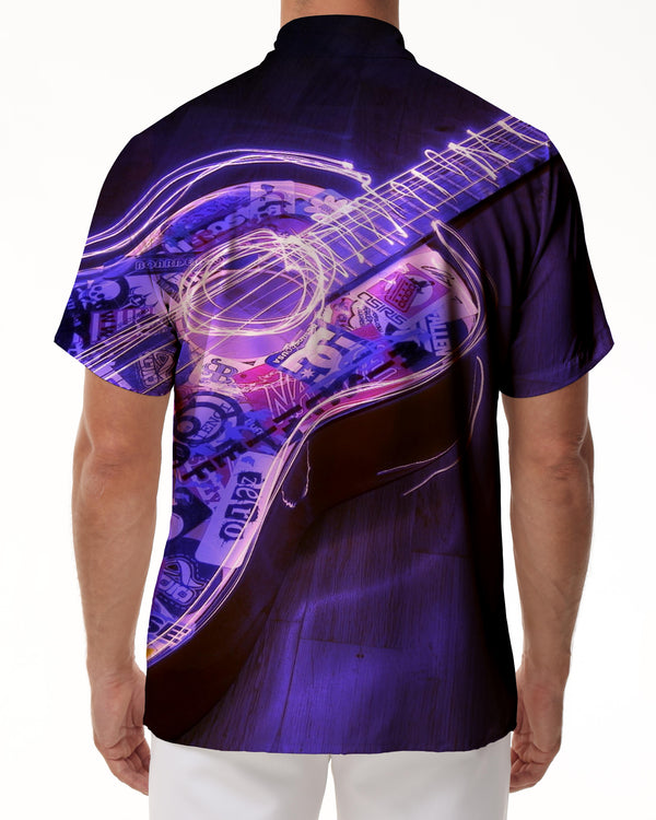 
Musical Note Shirt Casual Button-Down Short Sleeve Guitar Men's Shirt Hawaiian Rap Hip-Hop Style Fashion Clothing
                