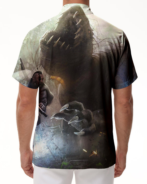 
New Men's Casual Loose Digital Print Giant Dinosaur Print Casual Graphic Print Shirt Streetwear
                