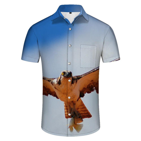 
Flying Predator Hawaiian Tropical Summer Eagle Short Sleeve Shirt Summer Men's Casual Button-Down Tropical Shirt Floral
                