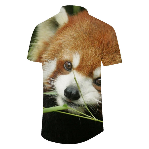 
Cute Men's Short Sleeve Shirt Digital Printed Red Panda Hawaiian Loose Lapel Button Fashion Style
                