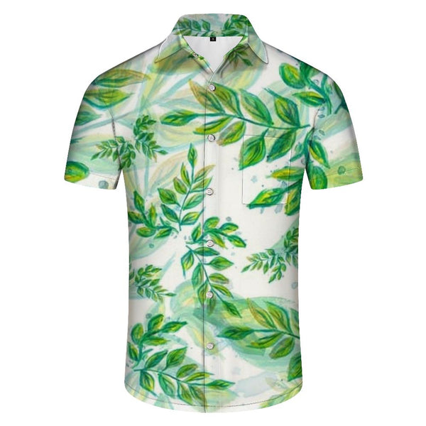 
Seaside fresh 3D digital printing Hawaiian button-down lapel pocket casual loose simple short-sleeved shirt style
                