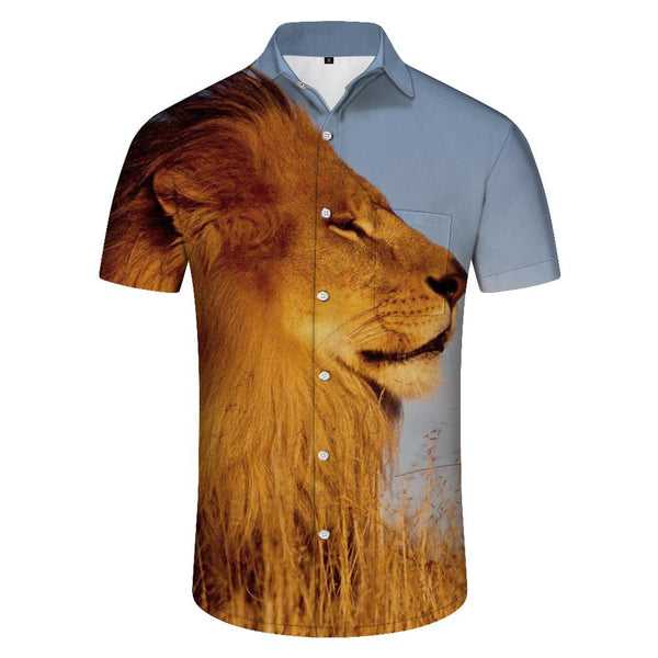 
Trendy short sleeve howling rasta lion mens aloha shirt hawaiian tops casual wear summer shirts for beach holiday party
                