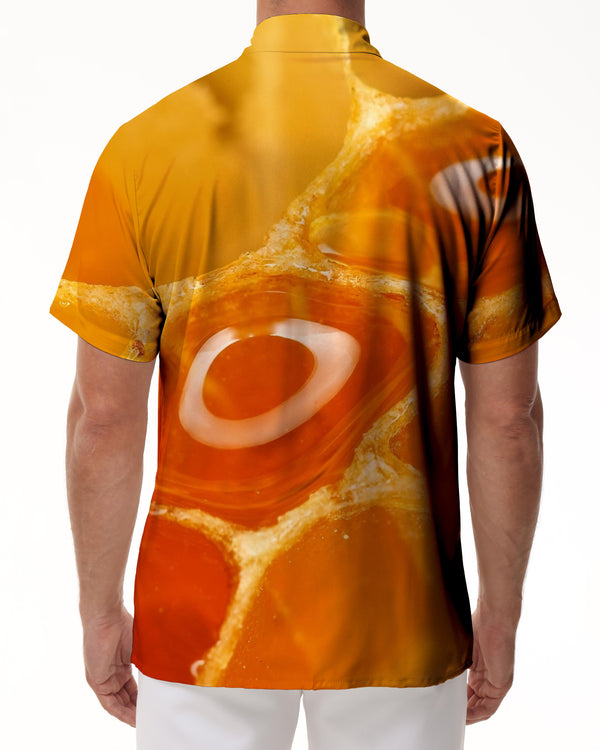 
Yellow egg liquid 3d pattern hawaiian button summer casual mens print abstract geometric shirt short sleeve beachwear
                