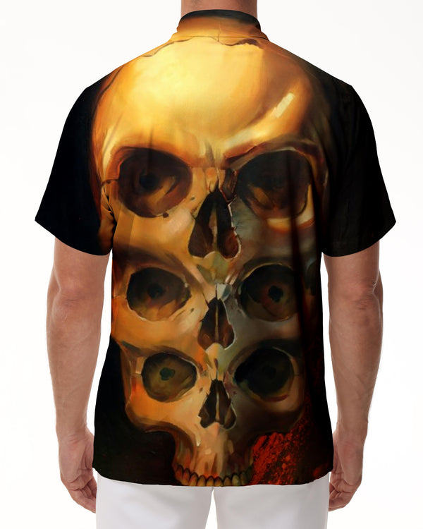 
3D Skull Print Short Sleeve Button Lapel Casual Men's Hawaiian Short Sleeve Shirt Tops
                