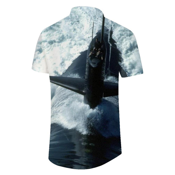 
Big plane of the waves Men's Hawaiian shirt Casual button-down lapel top Summer short-sleeved shirt fashion
                