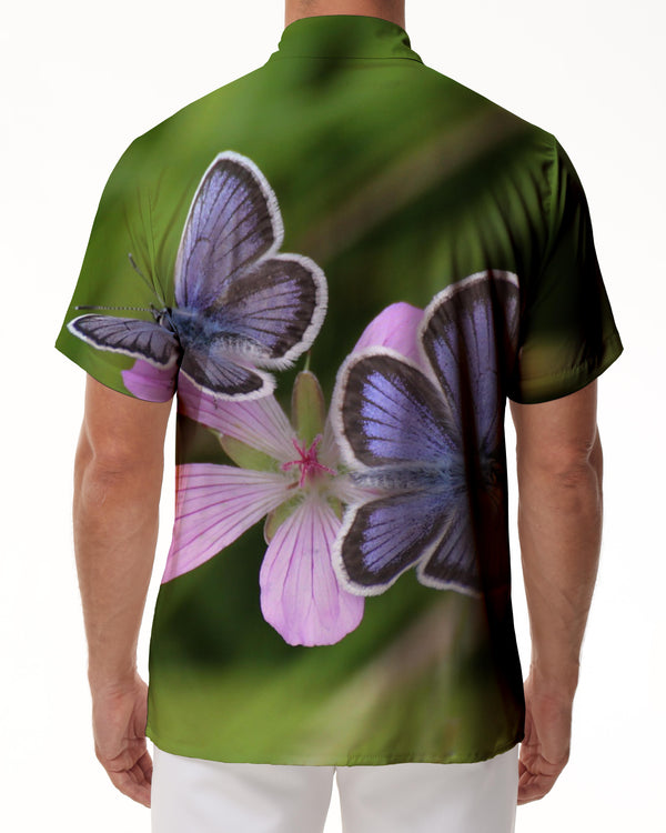 
Butterfly flower summer tropical flowers casual daily men's rap novelty Hawaiian button short sleeve lapel shirt tops
                