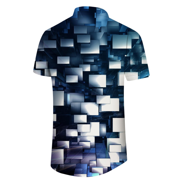 
Mixed Color Asymmetric Abstract Geometric Beach Men's Print Hawaiian Button Short Sleeve Shirt Sand Color Men's
                