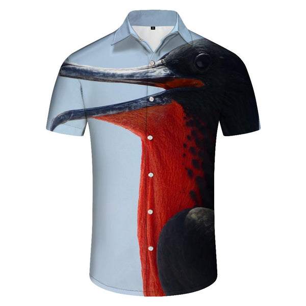
Art Bird Red Men's Hawaiian Shirt Casual Short Sleeve Button Seaside Beach Clothing
                