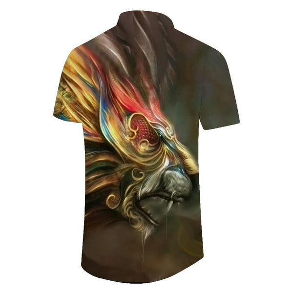 
Chinese Dragon Summer Short Sleeve Print Men's Fashion Retro Shirt Hawaii Beach Vacation
                