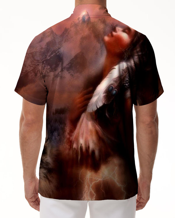 
Vintage elegant art painting men's Hawaiian shirt casual button down short sleeve top summer short sleeve
                