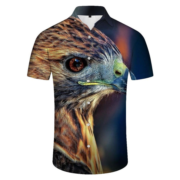 
3D Eagle Animal Print Men's Short Sleeve Shirt Casual Vacation Hawaiian Beach Shirt Comfortable Short Sleeve Top Street Style
                