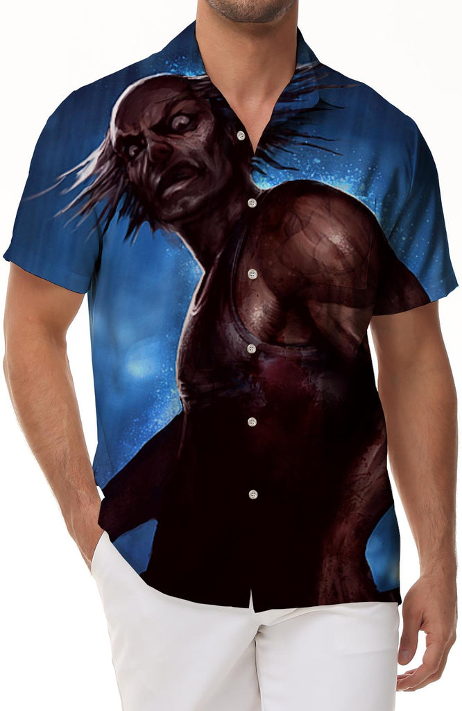 Butcher Fierce Summer Regular Button Beach Shirt Tops Casual Shirt Printed Short Sleeve Shirt Fashion Retro