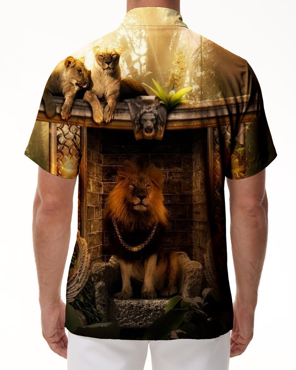 
Popular casual lion shirt men's summer clothes short sleeve breathable soft fashion shirt comfortable simple button four seasons
                