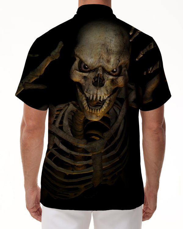 
Casual Hawaiian beach shirt loose men's short-sleeved shirt funny skull frame daily travel seaside vacation tops
                