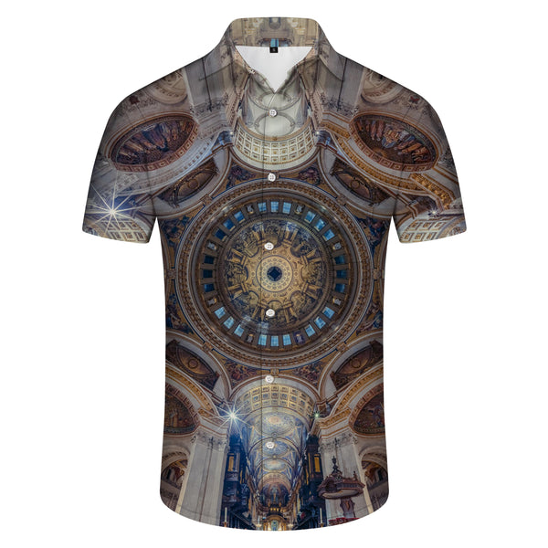 
Church ceiling bishop Santa Maria tribute Venice Italy men's shirt quick-drying short sleeve
                