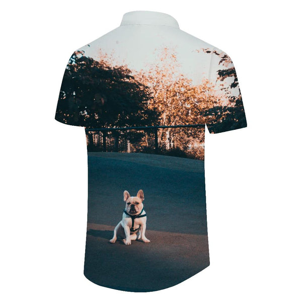 
Cute French Bulldog Men's Short Sleeve Button Summer Beach Hawaiian Shirt
                