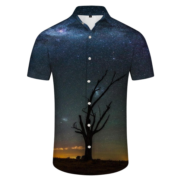 
Night Star Tree Men's Casual Button Hawaiian Short Shirt Short Sleeve Pockets Suitable for Daily Outdoor Leisure
                