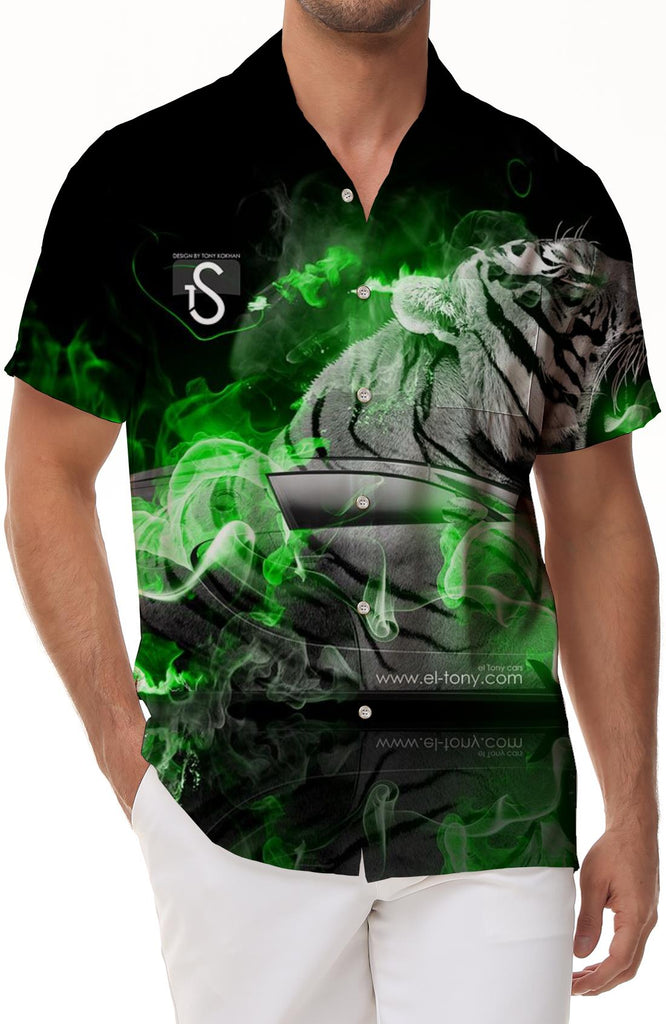 Hawaiian Mens Shirt 3d Animal Tiger Print Summer Casual Short Sleeve Loose Large Size Shirt Everyday Street Tops Party Sweatshirt