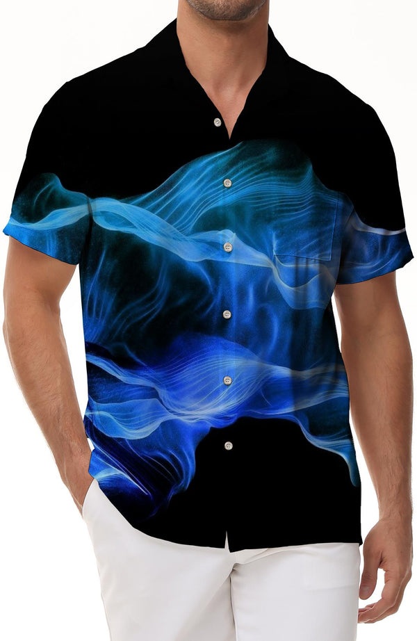 Black flame summer shirt casual fashion Hawaiian four seasons men's short sleeve button fashion lapel