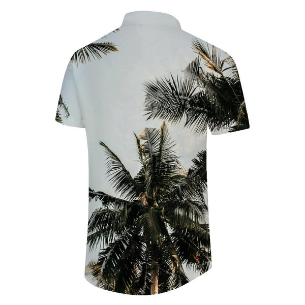 
Tropical coconut leaf holiday beach shirt short sleeve summer fashion short sleeve button-down Hawaiian lapel pocket short sleeve shirt men's
                